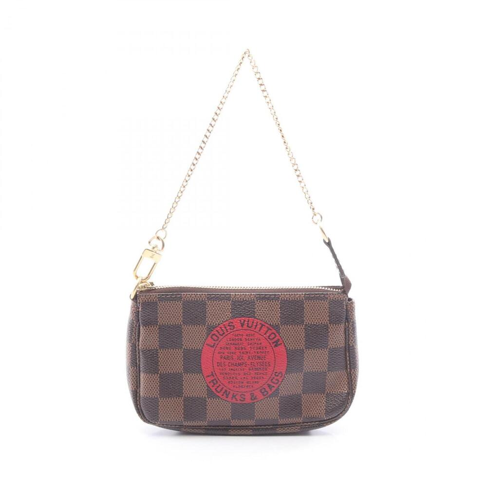 LOUIS VUITTON Authentic Brown Damier Leather Pochette Mini Bag